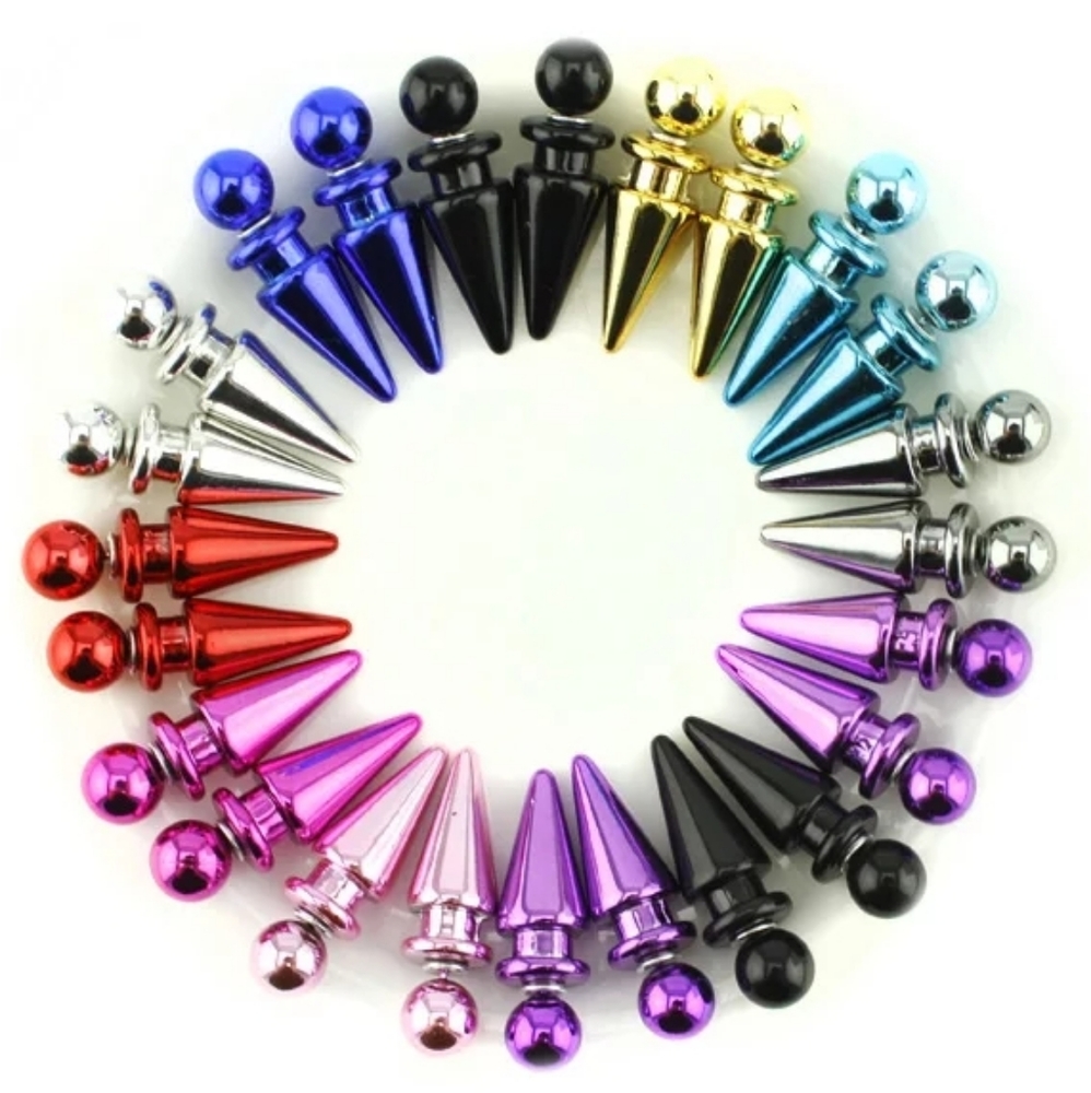 Bullet Double Sided Stud 2 Earrings in One - Picture 2 of 3